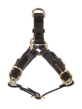NEW Gucci Dogs Size S Small Black Leather Pet Harness 100% Authentic